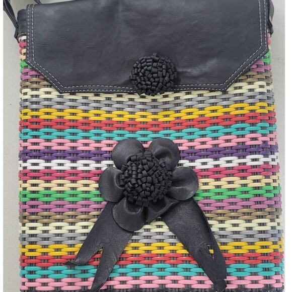 Colorful Crossbody Purse with Flower Boho Hippie Rocker Punk Handbag Funky Cute - Picture 3 of 11